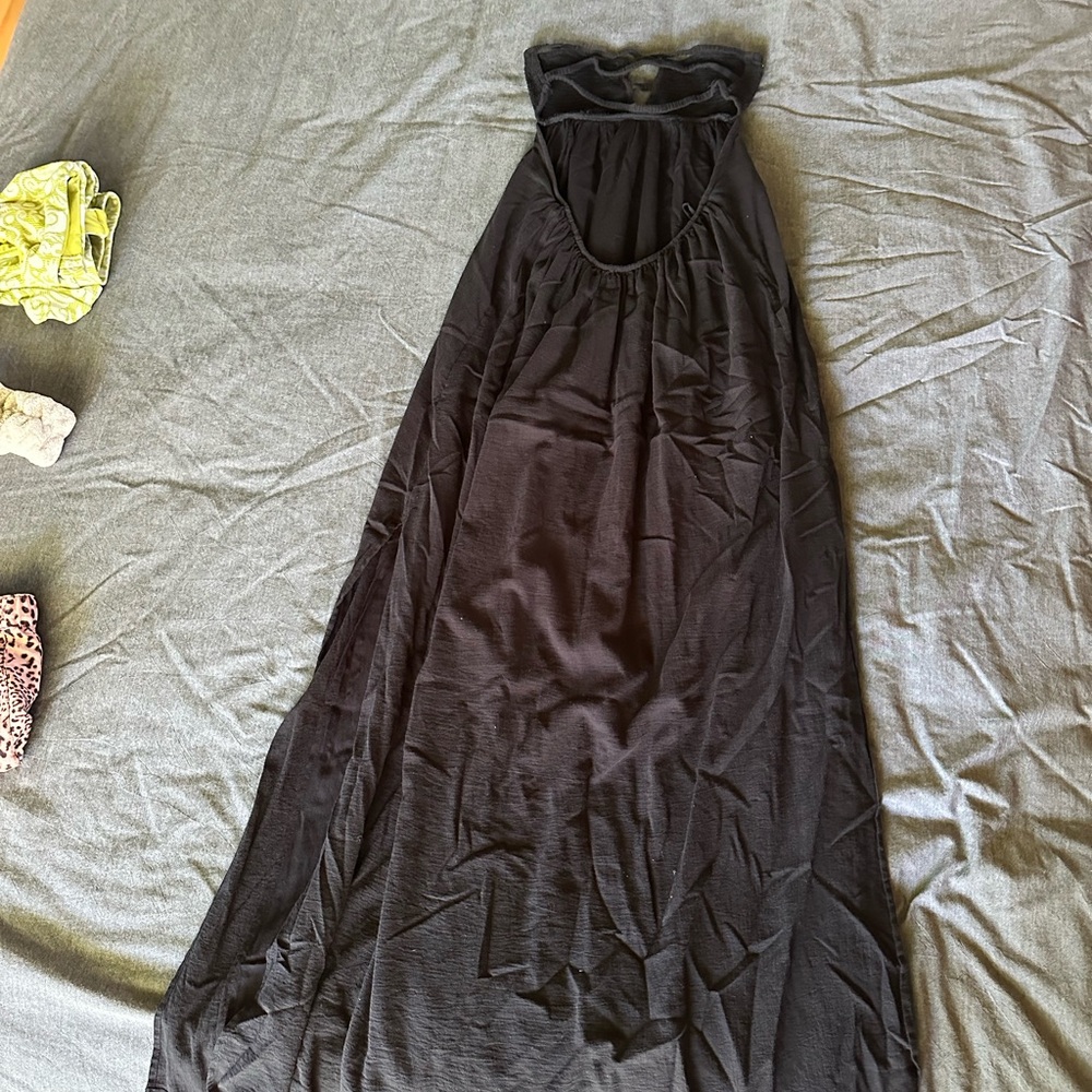 Indah Black Ruched Halter Sundress